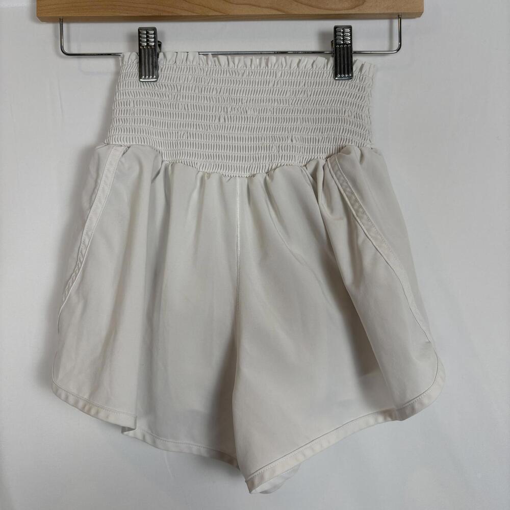 Aerie Offline Wide Band Smocked Twirl Flowy XS White Fully Lined Shorts